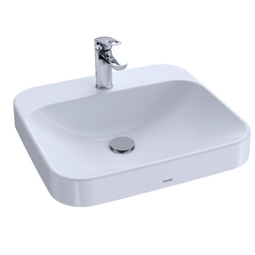 TOTO Arvina™ Cotton White Vitreous China Rectangular Vessel Bathroom Sink with Overflow Wayfair